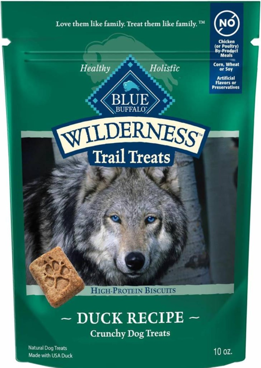 Blue Buffalo Wilderness High Protein Grain-Free Duck Recipe Dog Treats, Crunchy Biscuit Snacks for Dogs, 10oz Bag
