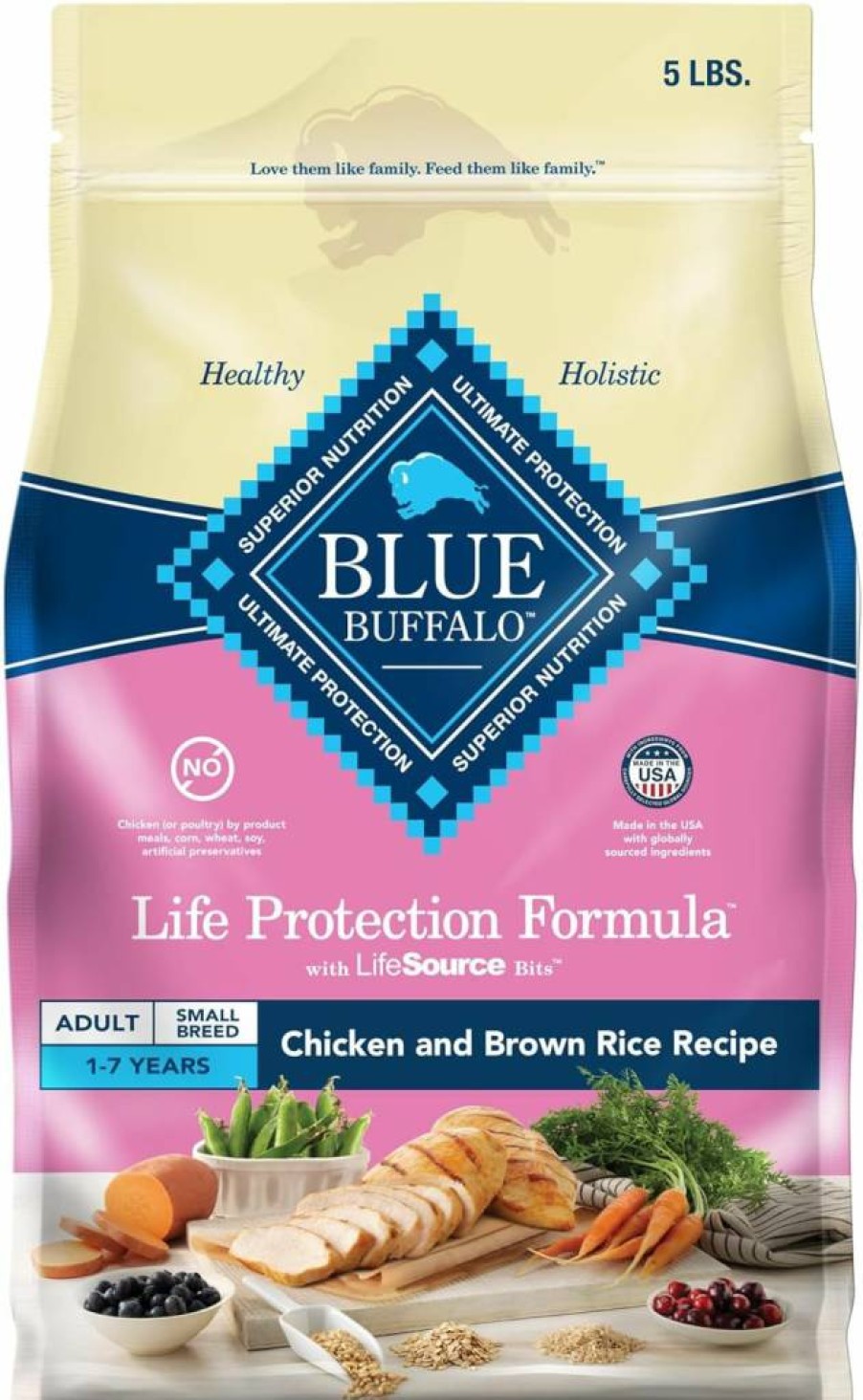 Blue Buffalo Life Protection Formula Small Breed Adult Dry Dog Food - High Energy, Natural Ingredients, Chicken & Brown Rice Recipe, 5lb Bag