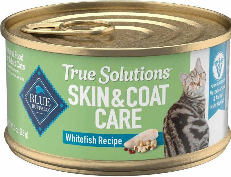 Blue Buffalo True Solutions Natural Whitefish Wet Cat Food for Adults - Skin & Coat Care, 3oz Cans (24 Pack)