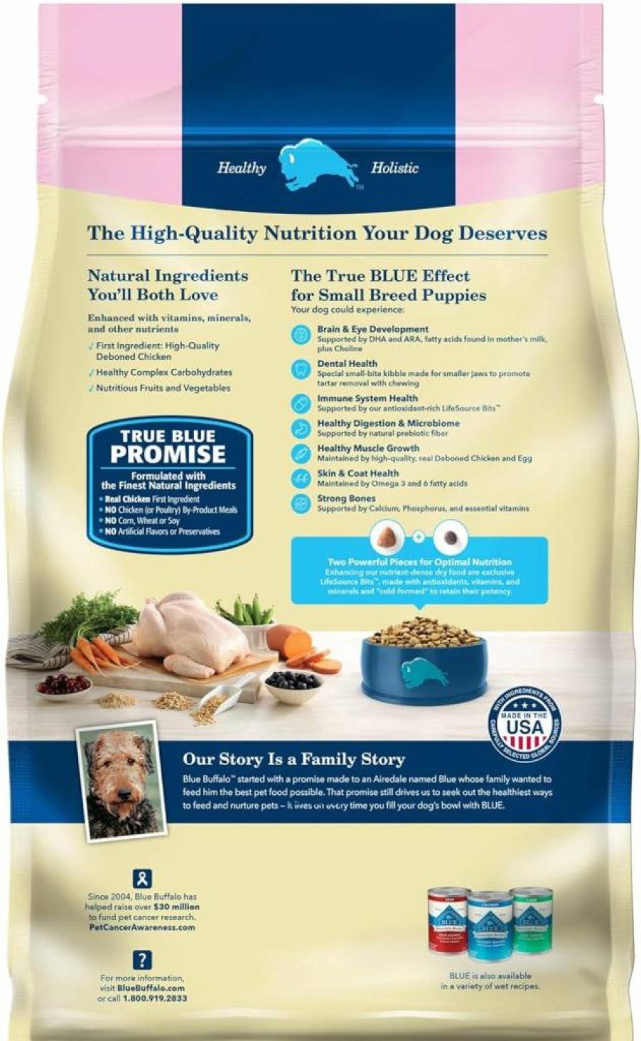 Blue Buffalo Small Breed Puppy Dry Dog Food - Chicken & Oatmeal Recipe with DHA, Natural Ingredients, 5lb Bag for Optimal Growth & Health