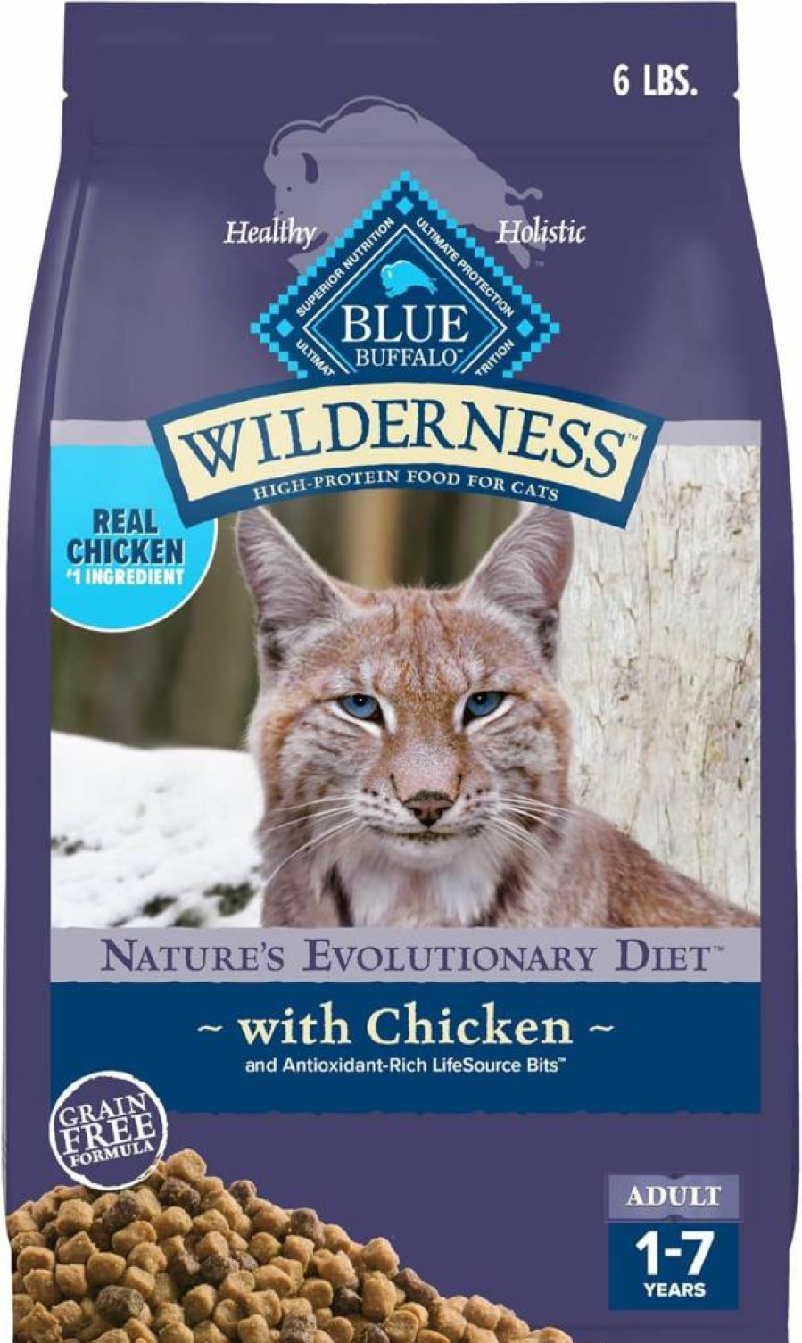 Blue Buffalo Wilderness High-Protein Grain-Free Adult Dry Cat Food, Chicken Recipe for Muscle & Immune Health, 12-Lb Bag