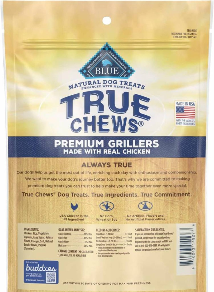 Blue Buffalo True Chews Premium Grillers Natural Dog Treats, Steak Flavor, 20 oz Bag, Made in USA