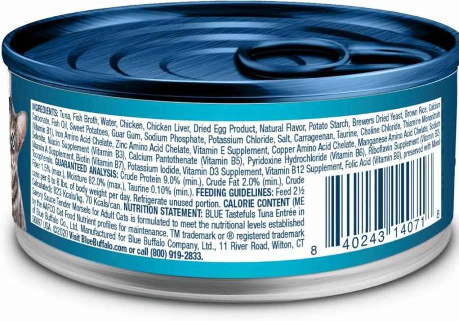 Blue Buffalo Tastefuls Natural Tuna Wet Cat Food, 3-Oz Cans (24-Pack) – Grain-Free, High-Protein Morsels for Cats