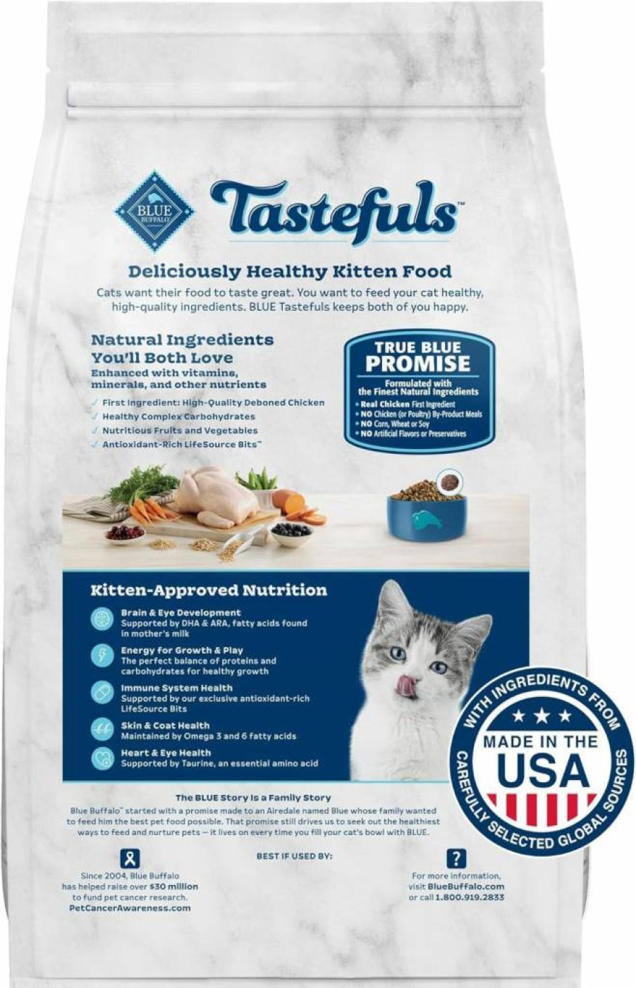 Blue Buffalo Tastefuls Natural Adult Cat Food - Hairball Control, Chicken & Brown Rice Recipe, 15lb Dry Food Bag