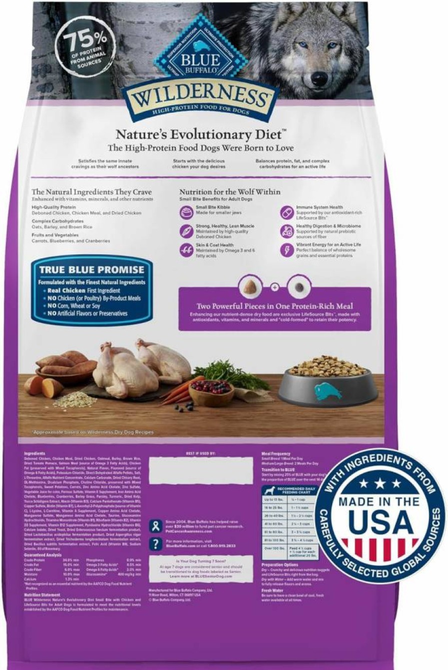 Blue Buffalo Wilderness High-Protein Chicken & Wholesome Grains Small-Bite Dry Dog Food for Adults - 28 lb Bag