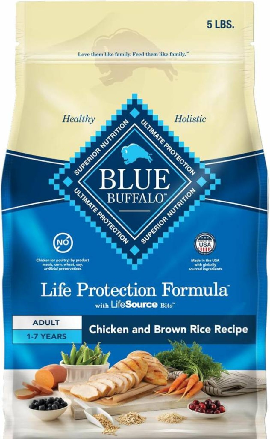 Blue Buffalo Life Protection Formula Adult Dry Dog Food - Natural Chicken & Brown Rice Recipe for Muscle Health, 34-Lb Bag