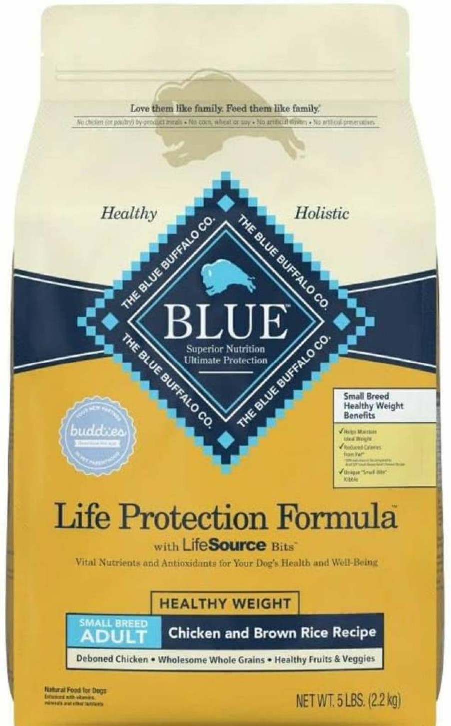 Blue Buffalo Healthy Weight Small Breed Dry Dog Food, Natural Chicken & Brown Rice Recipe, 15lb Bag – Supports Ideal Weight with Life Protection Formula