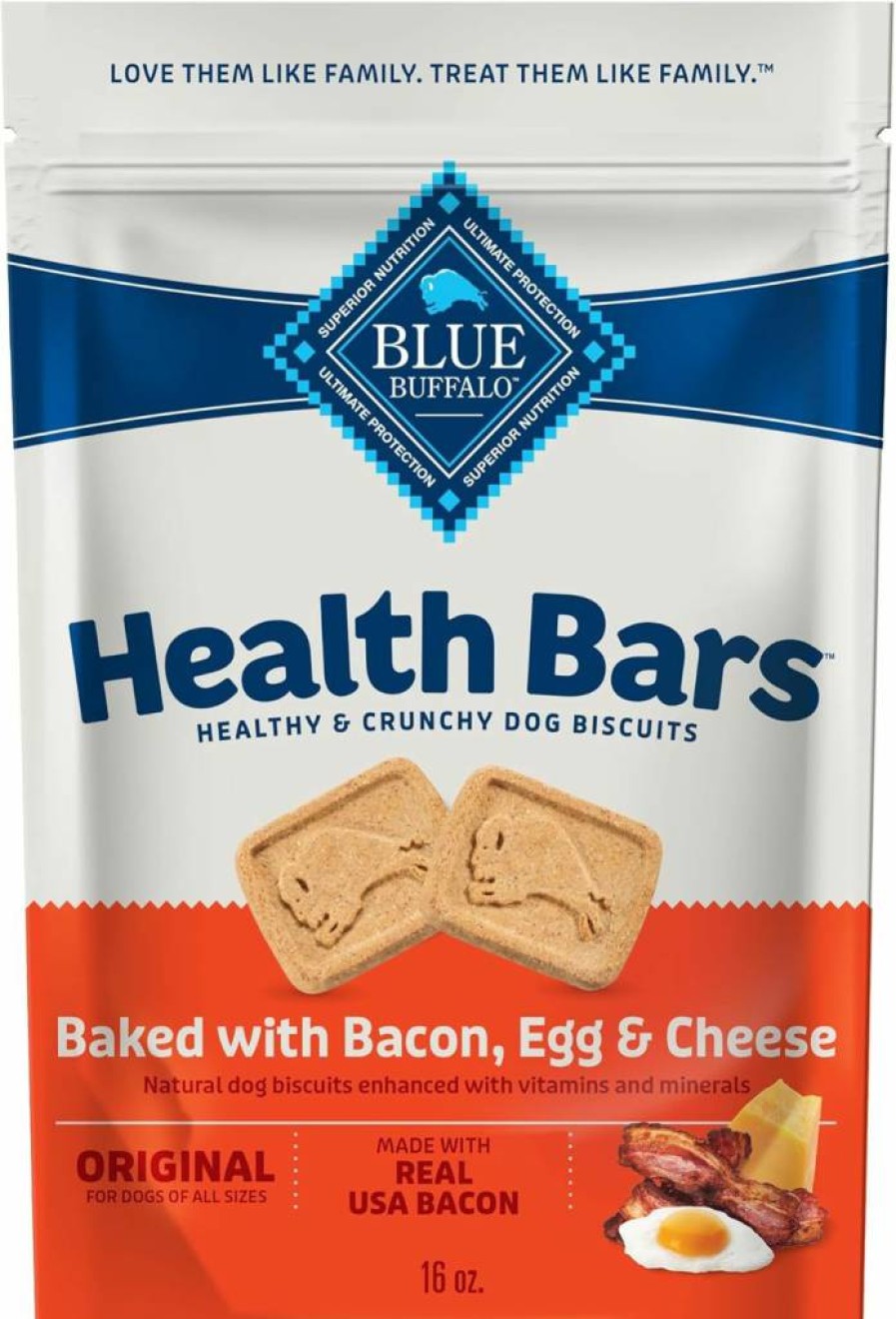 Blue Buffalo Mini Health Bars Crunchy Dog Treats, Oven-Baked Natural Bacon Egg & Cheese Flavor, 2-Pound Box for Small Dogs