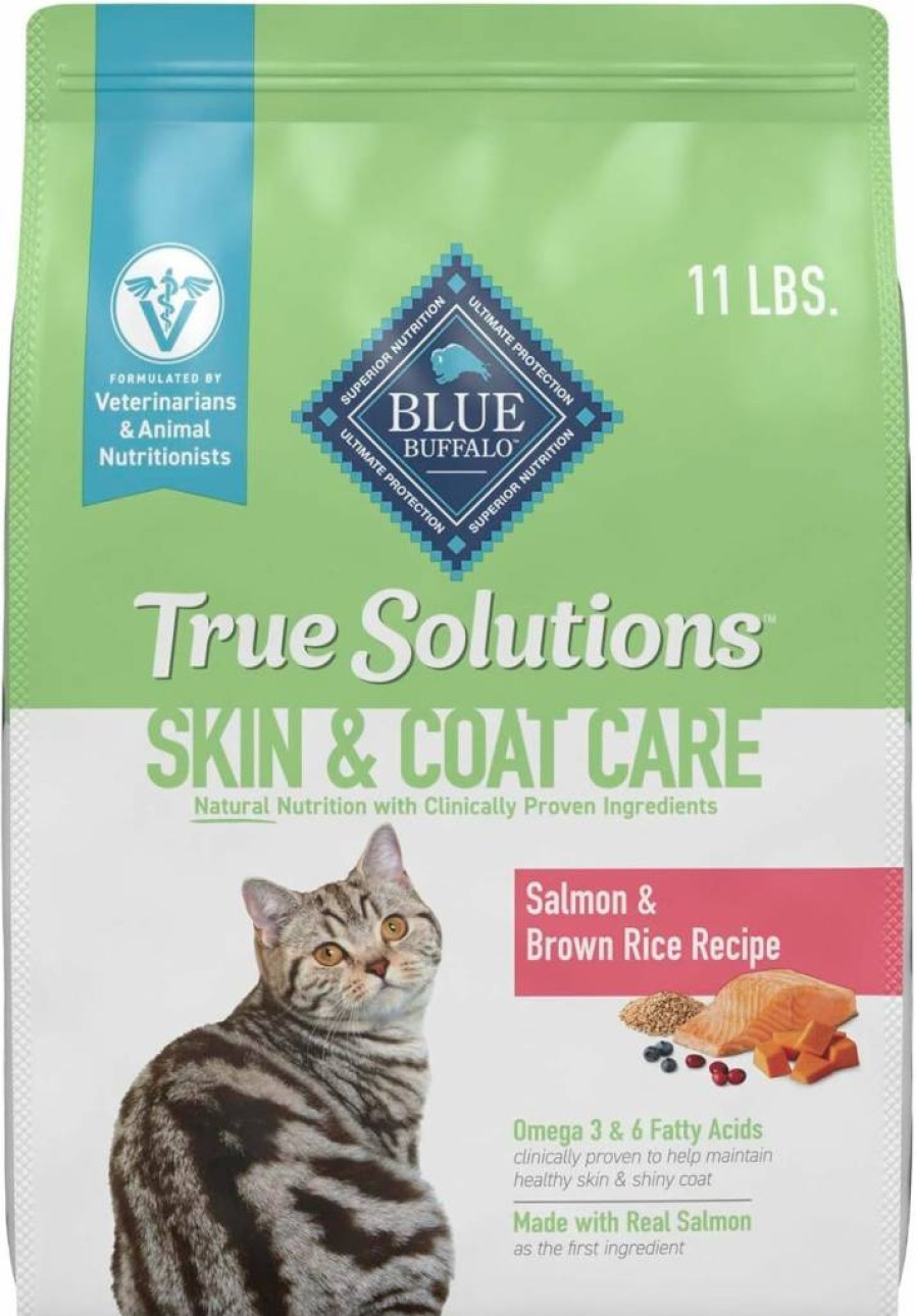 Blue Buffalo True Solutions Natural Salmon Dry Cat Food for Adults - Skin & Coat Care, 11 lb Bag