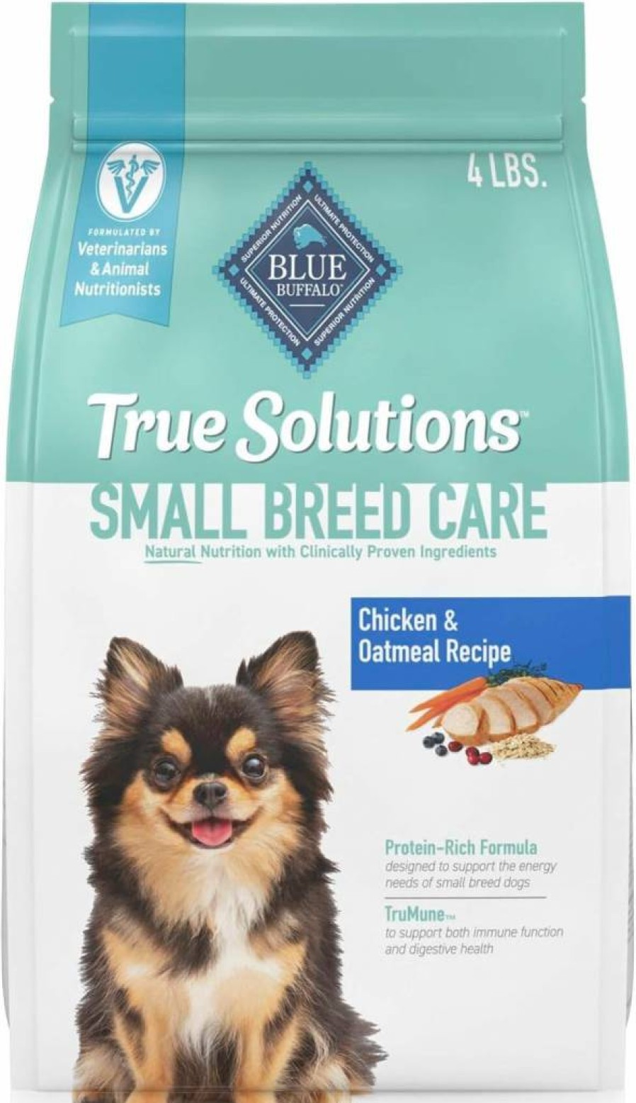 Blue Buffalo True Solutions Natural Dry Dog Food for Small Breed Adults - Chicken Recipe, 4 lb Bag