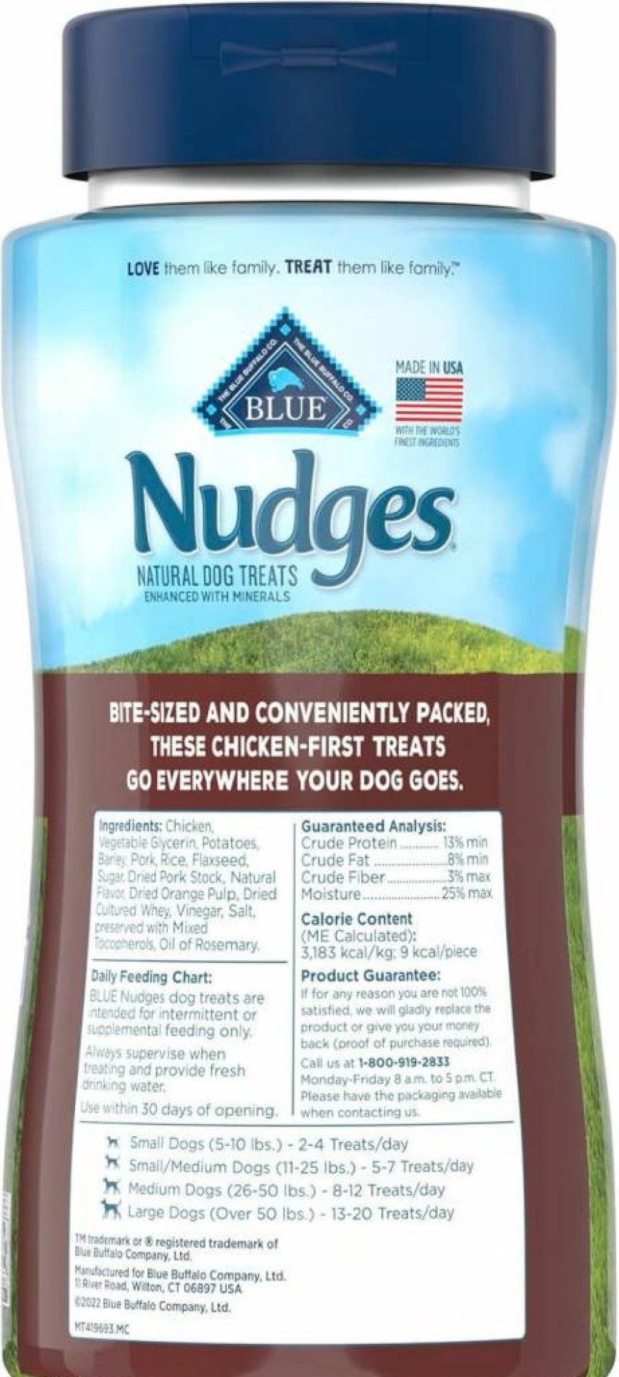 Blue Buffalo Nudges On The Go Natural Dog Treats - Chicken & Pork Flavor, 5.5oz Reusable Container, Healthy Snacks for Dogs
