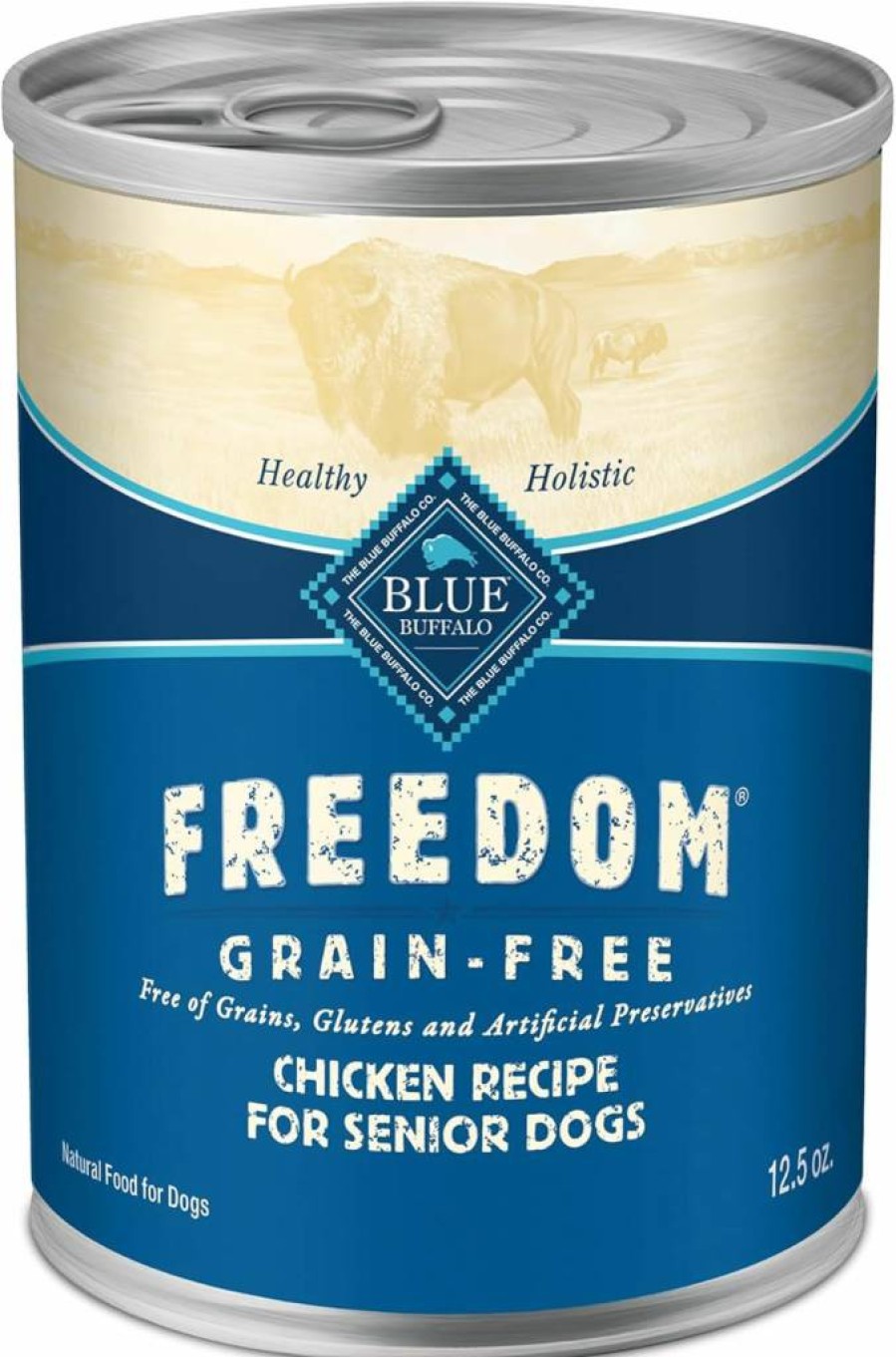 Blue Buffalo Freedom Grain-Free Senior Wet Dog Food, Chicken Recipe, 12.5-Oz Cans (12-Pack) - Natural Ingredients, No Gluten or Artificial Preservatives