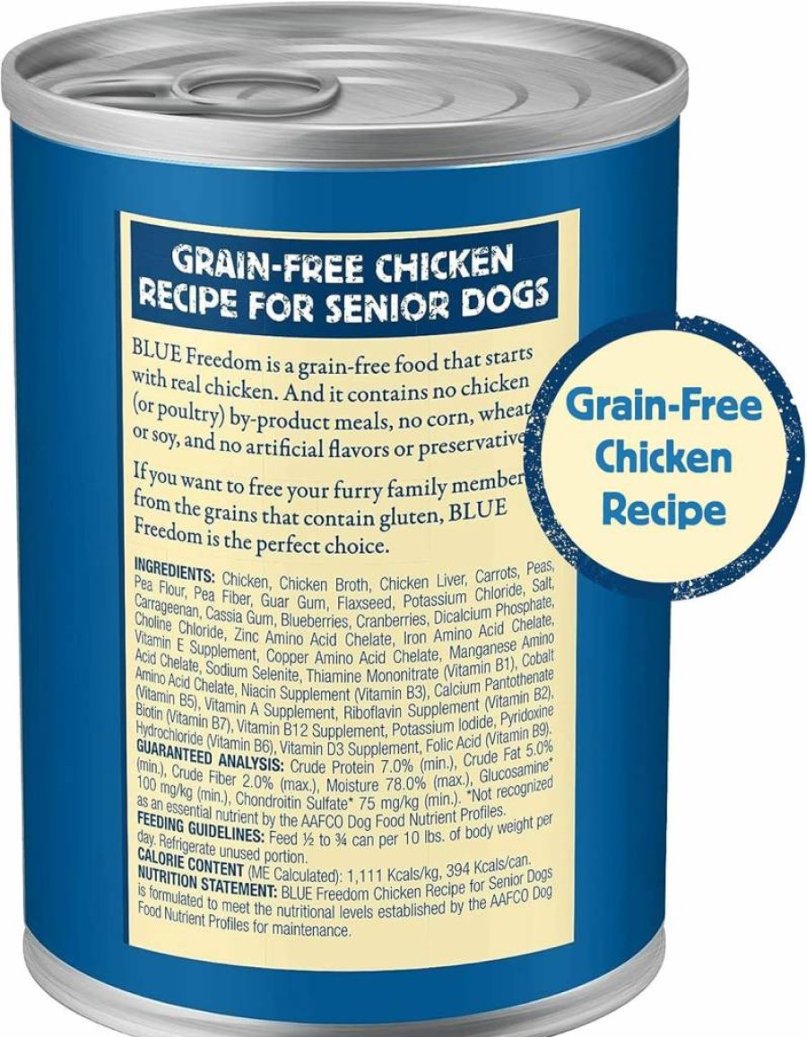 Blue Buffalo Freedom Grain-Free Senior Wet Dog Food, Chicken Recipe, 12.5-Oz Cans (12-Pack) - Natural Ingredients, No Gluten or Artificial Preservatives