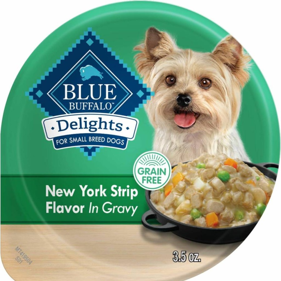 Blue Buffalo Prime Rib Flavor Wet Dog Food for Small Breeds, Natural Gravy Recipe, 3.5-Oz Cups (12 Pack)