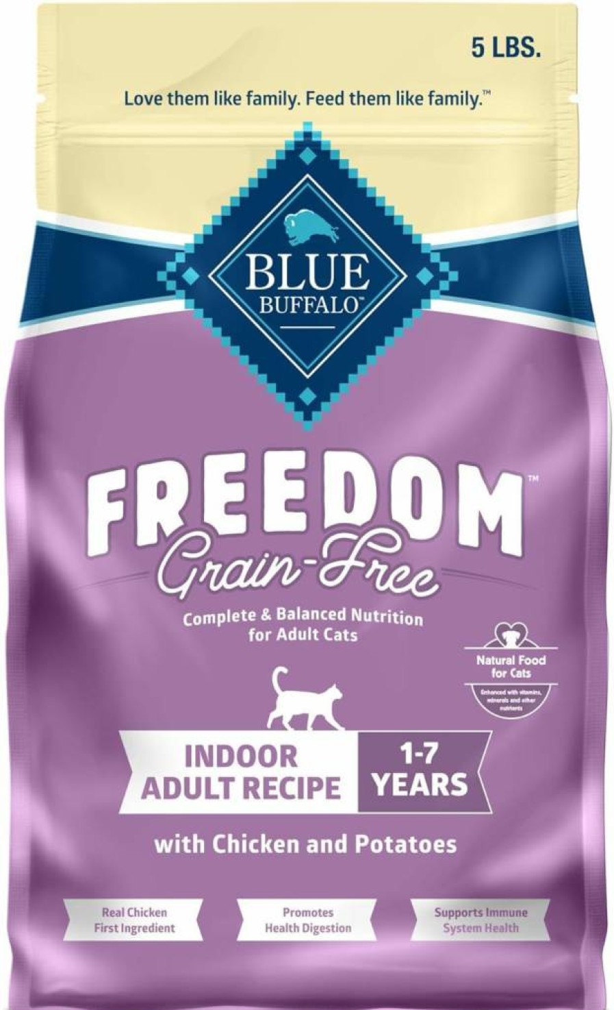 Blue Buffalo Freedom Grain-Free Adult Dry Cat Food, Natural Indoor Cat Nutrition, Fish Recipe, 5lb Bag - Complete & Balanced Diet