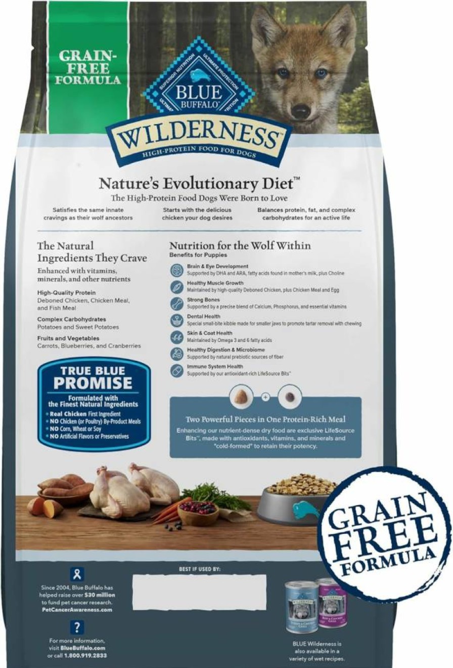 Blue Buffalo Wilderness High-Protein Dry Puppy Food with DHA & Wholesome Grains, Natural Red Meat Recipe, Made in USA, 4.5lb Bag