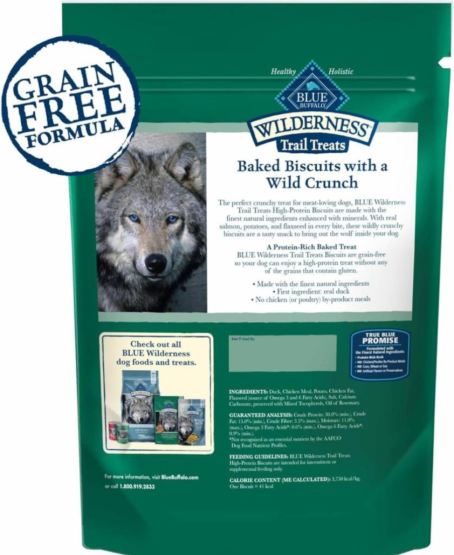 Blue Buffalo Wilderness High Protein Grain-Free Dog Treats, Crunchy Turkey Recipe Biscuits, 24oz Bag for Dogs