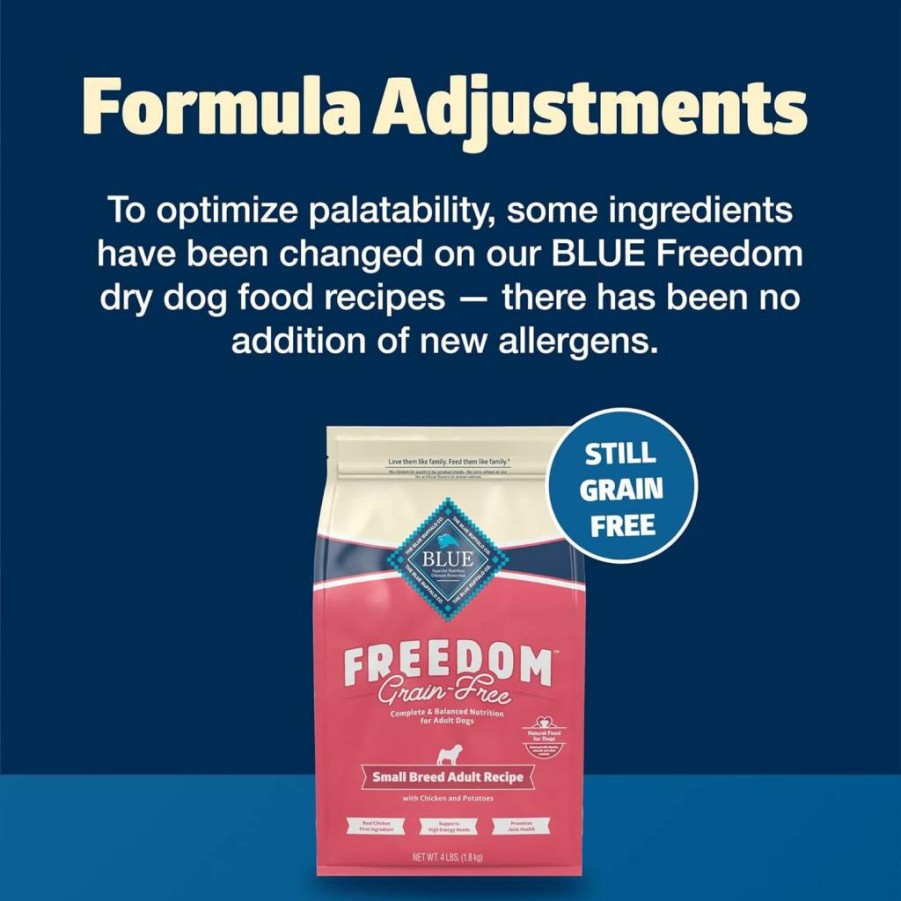 Blue Buffalo Freedom Grain-Free Small Breed Dry Dog Food - Chicken & Potatoes Recipe, High Energy Support, Natural Ingredients, Made in USA, 4-Lb Bag