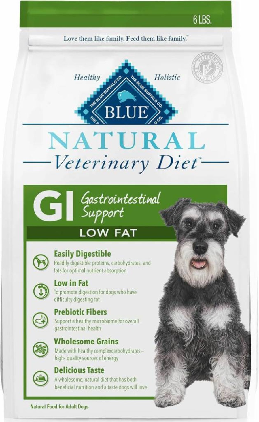 Blue Buffalo Vet Diet GI Low Fat Dry Dog Food - Gastrointestinal Support, Whitefish Recipe, 6lb Bag, Vet Prescription Required