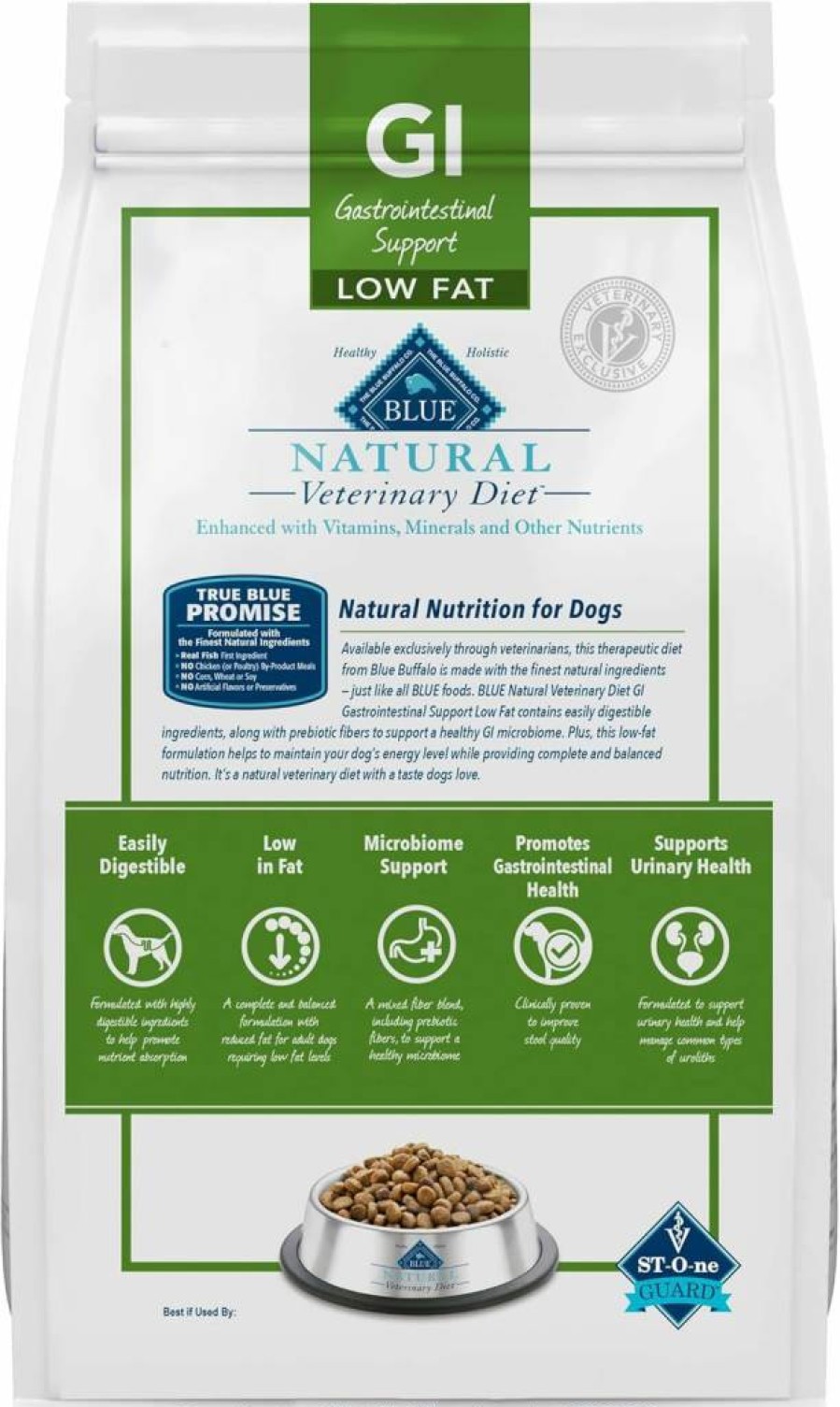 Blue Buffalo Vet Diet GI Low Fat Dry Dog Food - Gastrointestinal Support, Whitefish Recipe, 6lb Bag, Vet Prescription Required