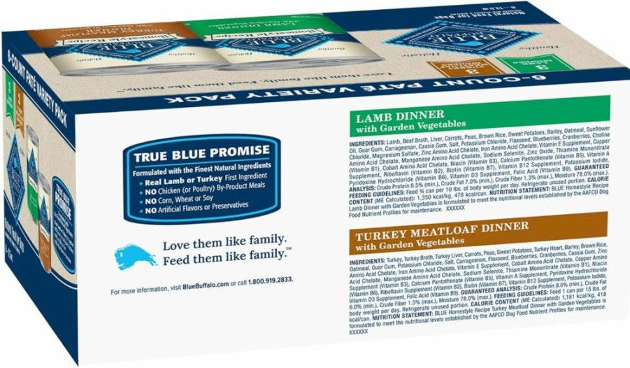 Blue Buffalo Homestyle Recipe Natural Adult Wet Dog Food, Chicken & Beef Dinner Variety Pack, 12.5-Oz Cans (6-Pack, 3 Each)