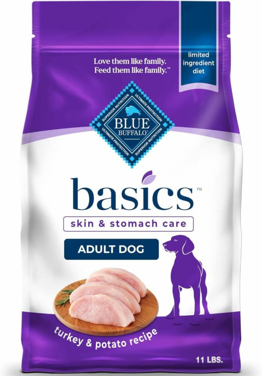 Blue Buffalo Basics Limited Ingredient Diet Adult Dry Dog Food, Salmon Recipe for Skin & Stomach Care, 24-Lb Bag
