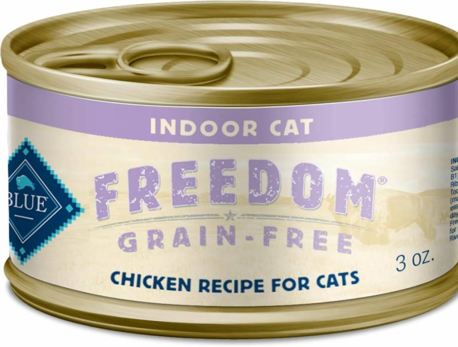 Blue Buffalo Freedom Grain-Free Wet Cat Food, Natural Chicken Flavor, 5.5-Oz Cans (24-Pack) - Complete Nutrition for Indoor Cats
