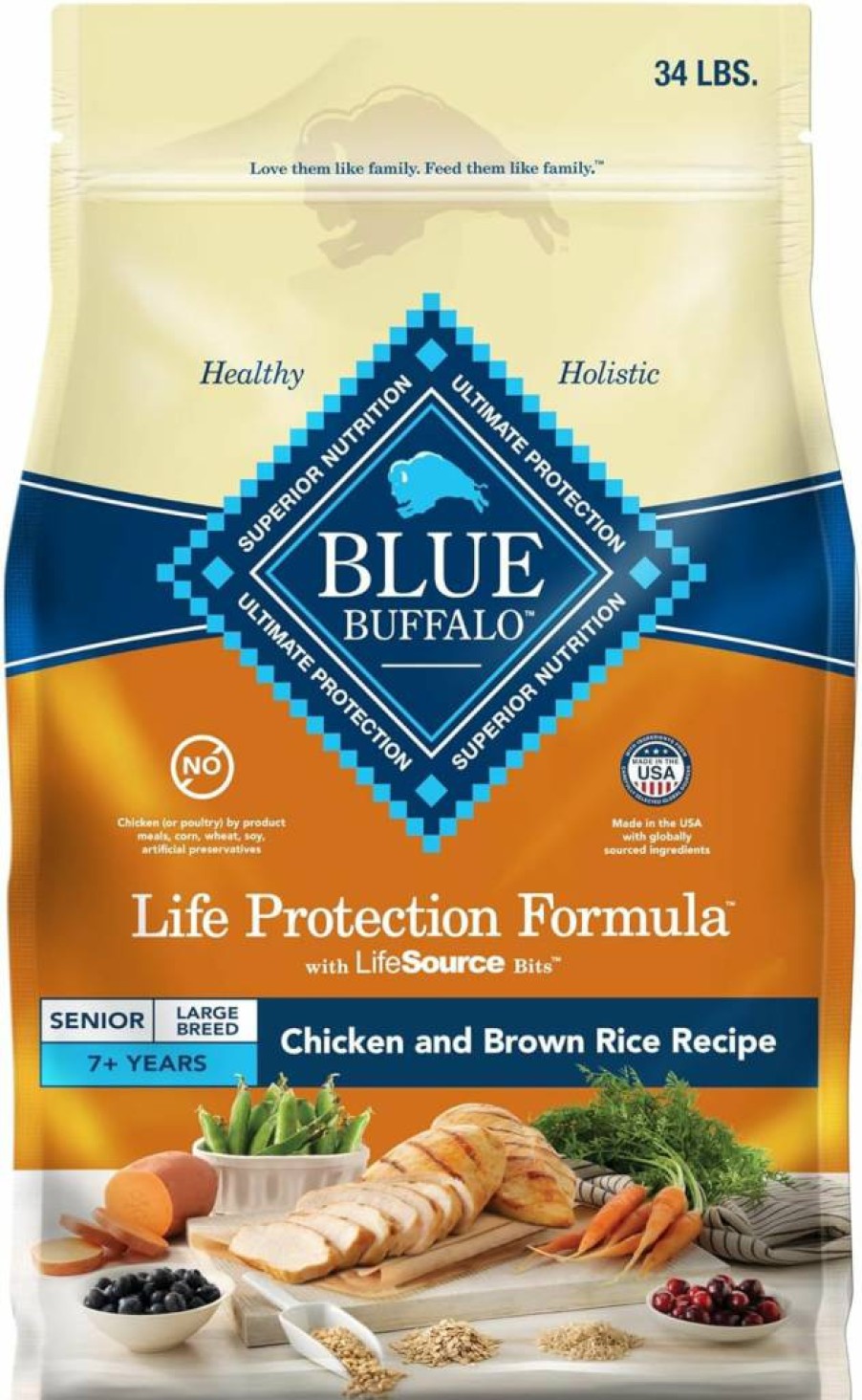 Blue Buffalo Life Protection Formula Large Breed Senior Dry Dog Food - Chicken & Brown Rice Recipe, 30lb Bag for Joint Health & Immunity, Natural Ingredients