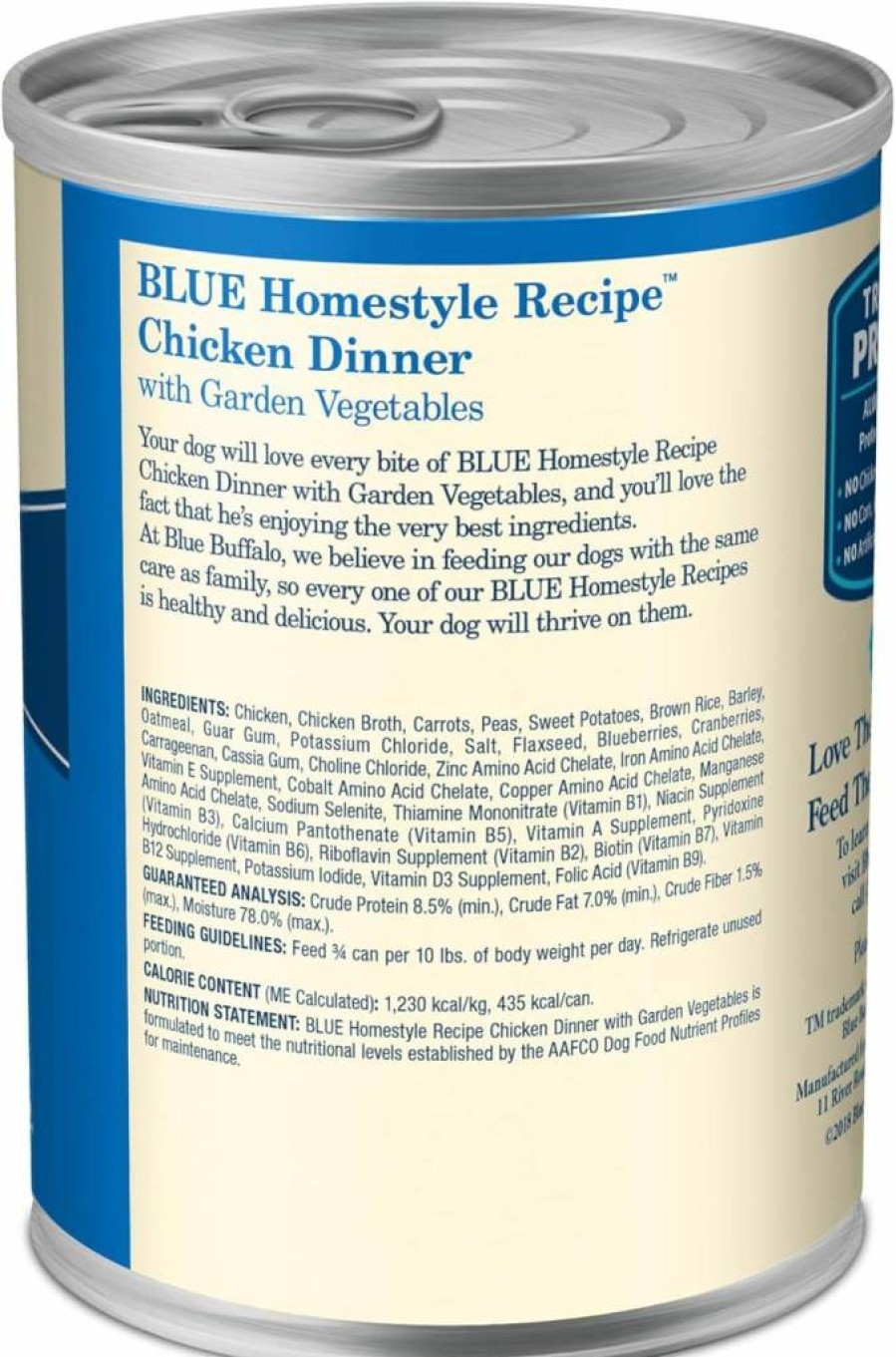 Blue Buffalo Homestyle Recipe Adult Wet Dog Food, Natural Chicken Dinner with Garden Vegetables, 12.5-Oz Cans (Pack of 12) - Grain-Free, High Protein