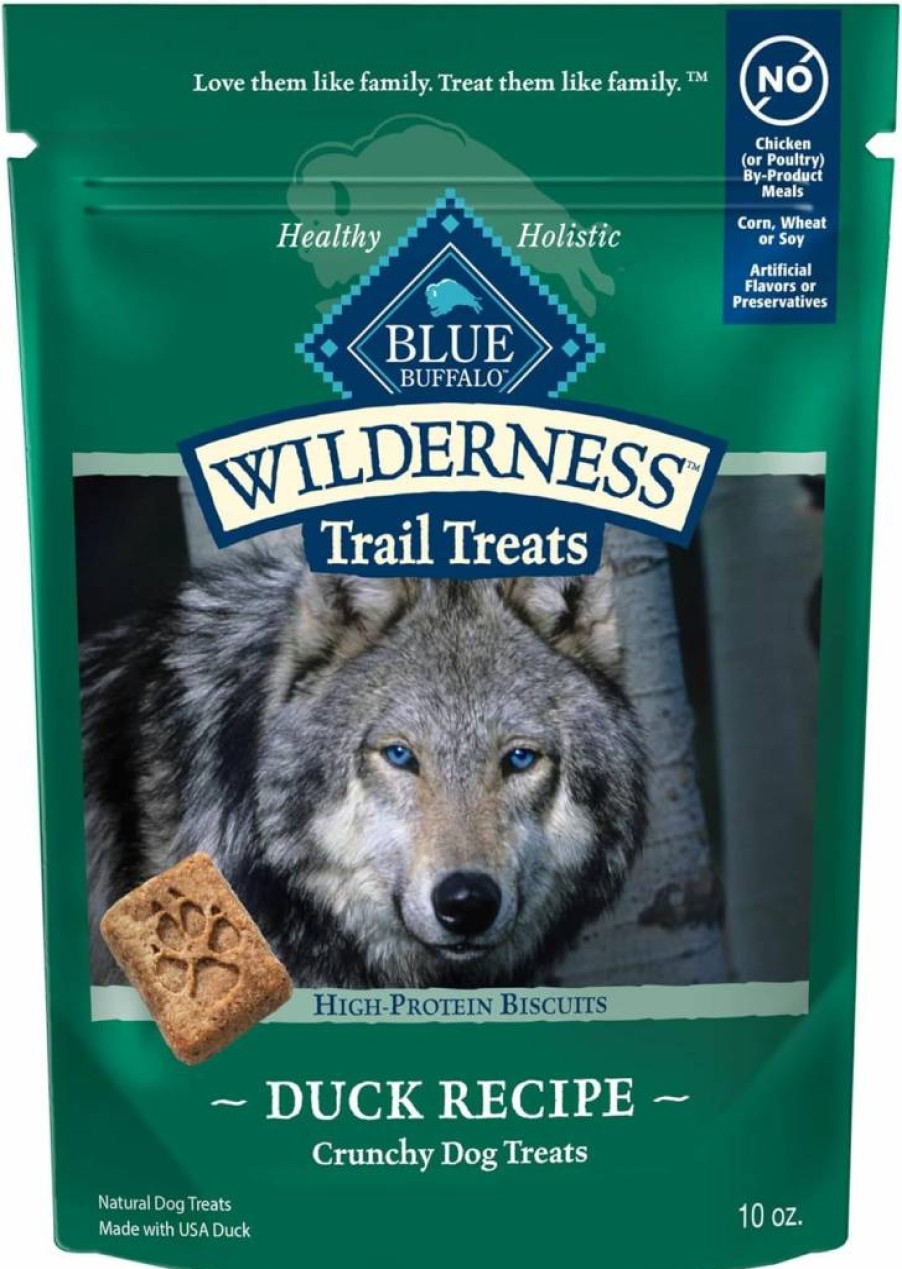Blue Buffalo Wilderness High Protein Grain-Free Salmon Dog Treats - Crunchy Biscuits, 10oz Bag