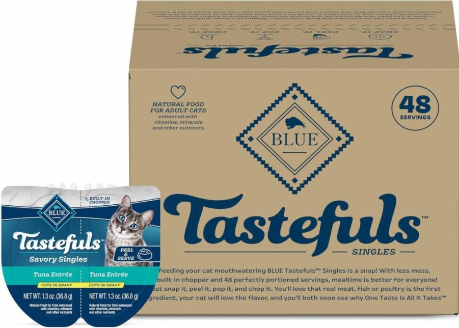 Blue Buffalo Tastefuls Natural Wet Cat Food in Gravy - Chicken & Turkey Variety Pack, 2.6-Oz Trays (24 Count)
