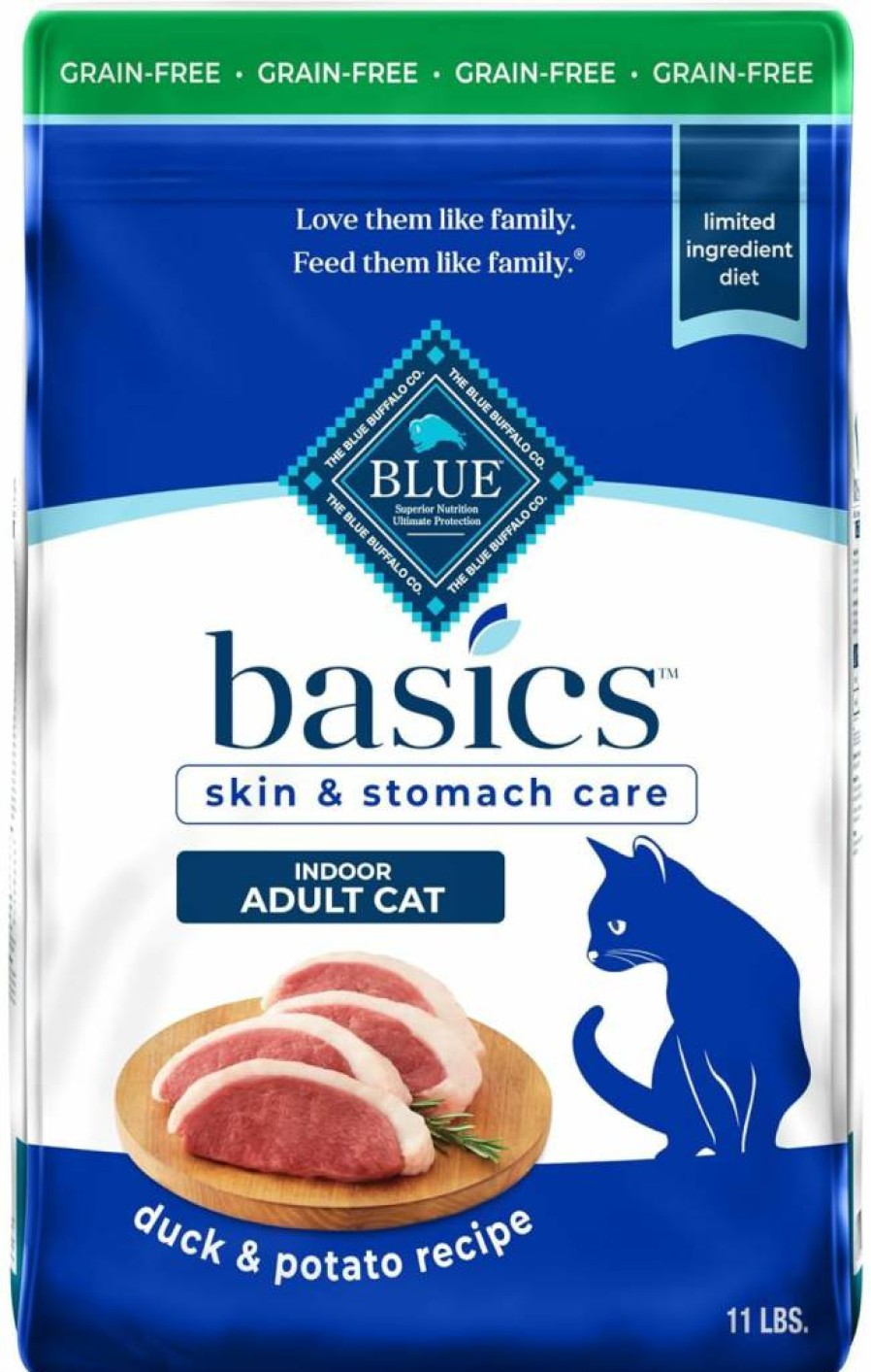 Blue Buffalo Basics Limited Ingredient Grain-Free Dry Cat Food for Indoor Cats - Skin & Stomach Care, Whitefish & Potato Recipe, 5lb Bag