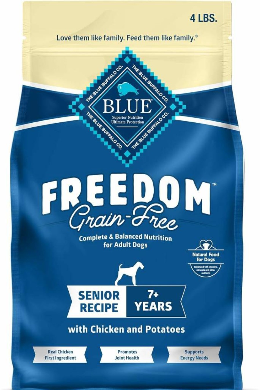 Blue Buffalo Freedom Grain-Free Senior Dry Dog Food, Chicken & Potato Recipe, 24-Lb Bag – Natural Ingredients, Made in USA, Supports Active Lifestyle