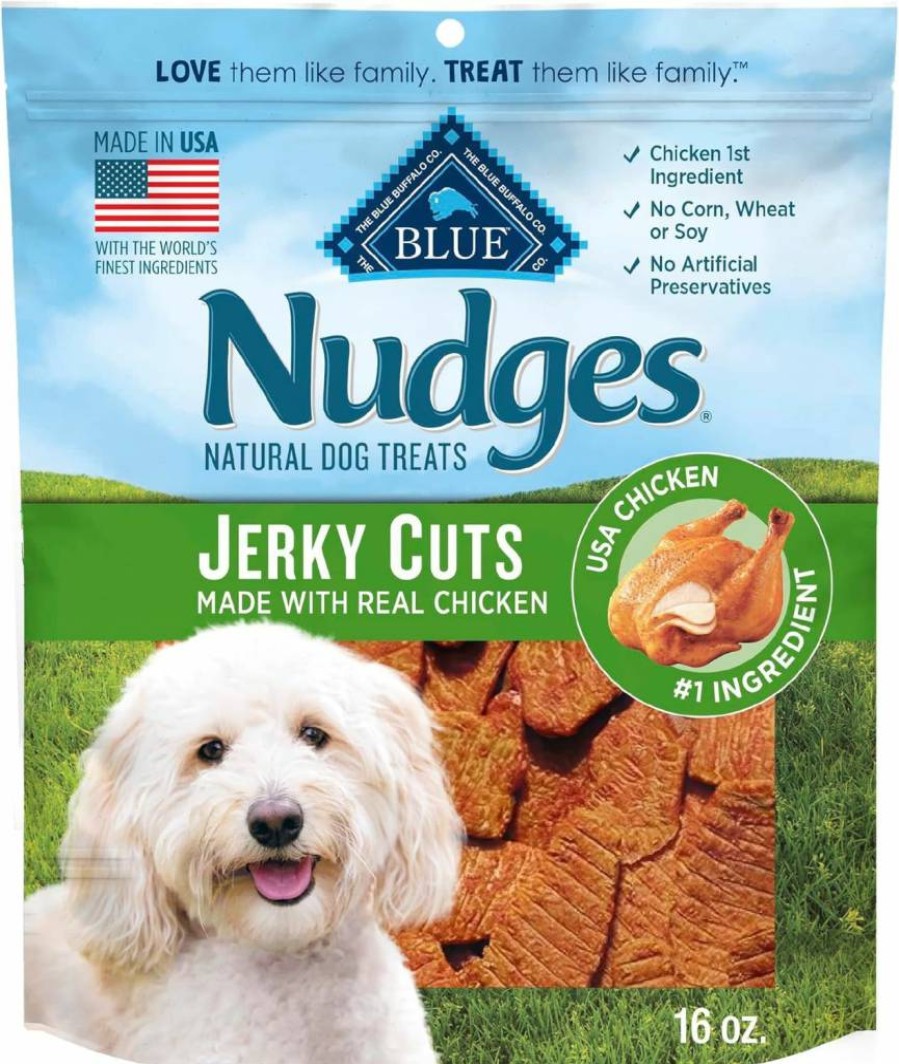 Blue Buffalo Nudges Natural Chicken Jerky Cuts Dog Treats – Grain-Free, Healthy Snacks for Dogs