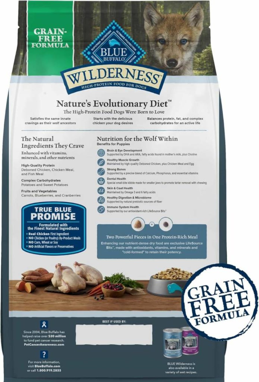 Blue Buffalo Wilderness High-Protein Grain-Free Puppy Dry Dog Food with Real Chicken, Natural Ingredients, Made in USA, 24lb Bag