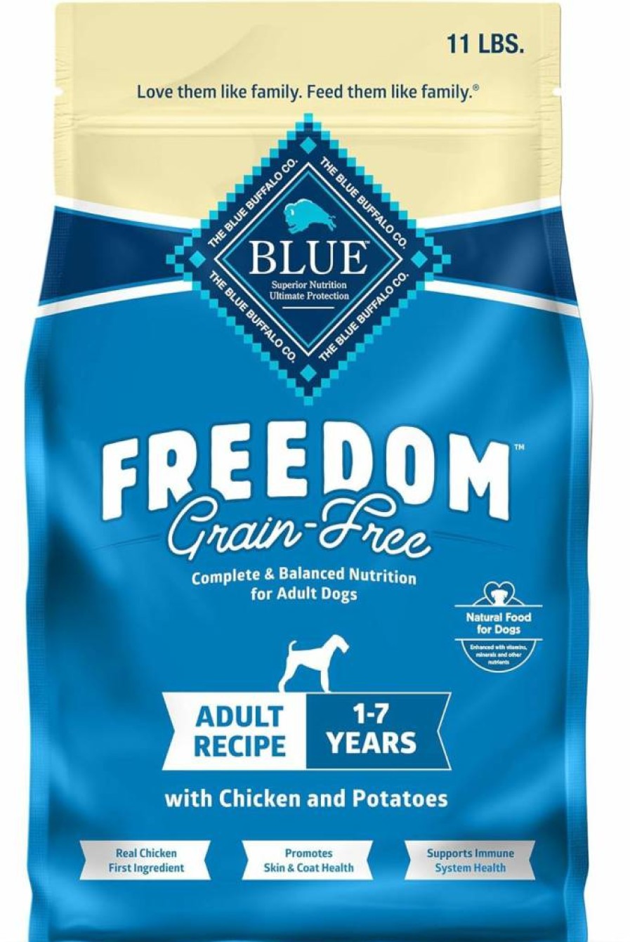 Blue Buffalo Freedom Grain-Free Adult Dry Dog Food, Chicken & Potato Recipe, 11 lb Bag - Natural USA-Made Nutrition for Dogs
