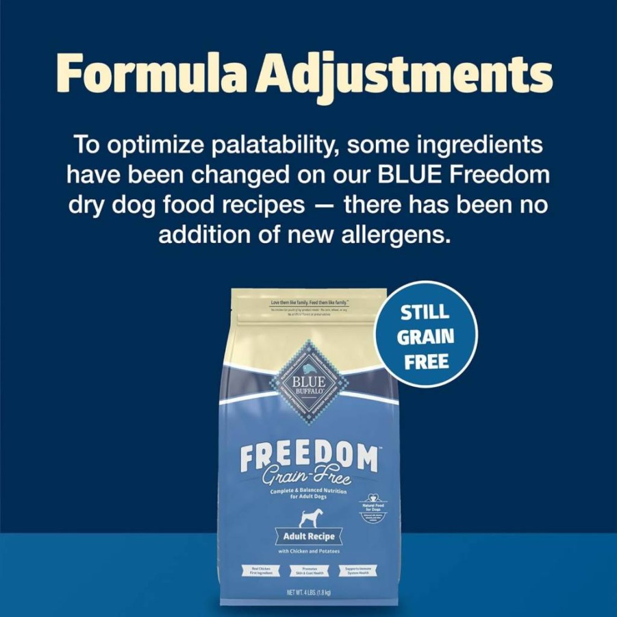 Blue Buffalo Freedom Grain-Free Adult Dry Dog Food, Chicken & Potato Recipe, 11 lb Bag - Natural USA-Made Nutrition for Dogs