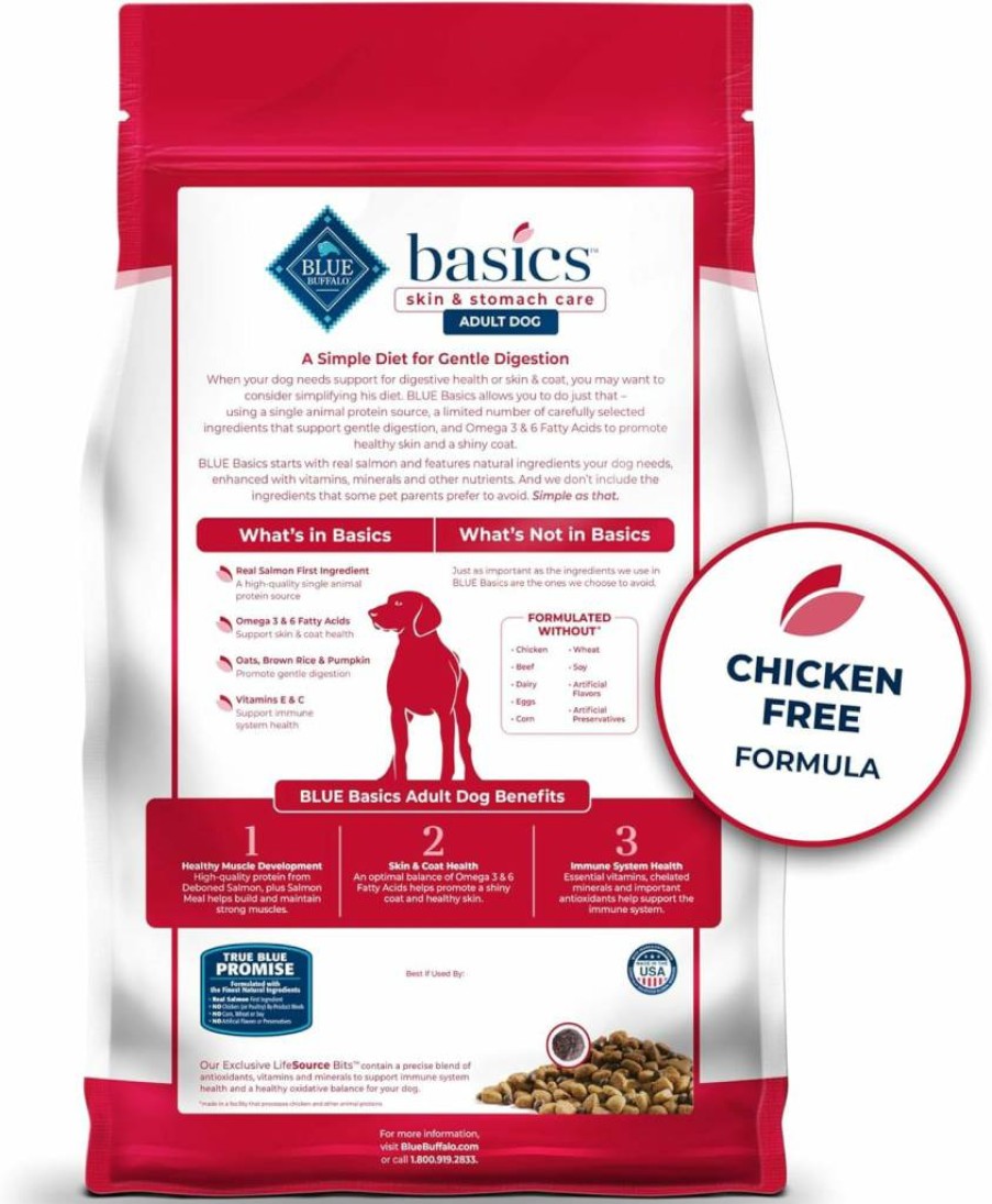 Blue Buffalo Basics Limited Ingredient Grain-Free Dry Dog Food for Adults - Turkey & Potato Recipe, 11lb Bag, Natural Ingredients for Skin & Stomach Care, Made in USA