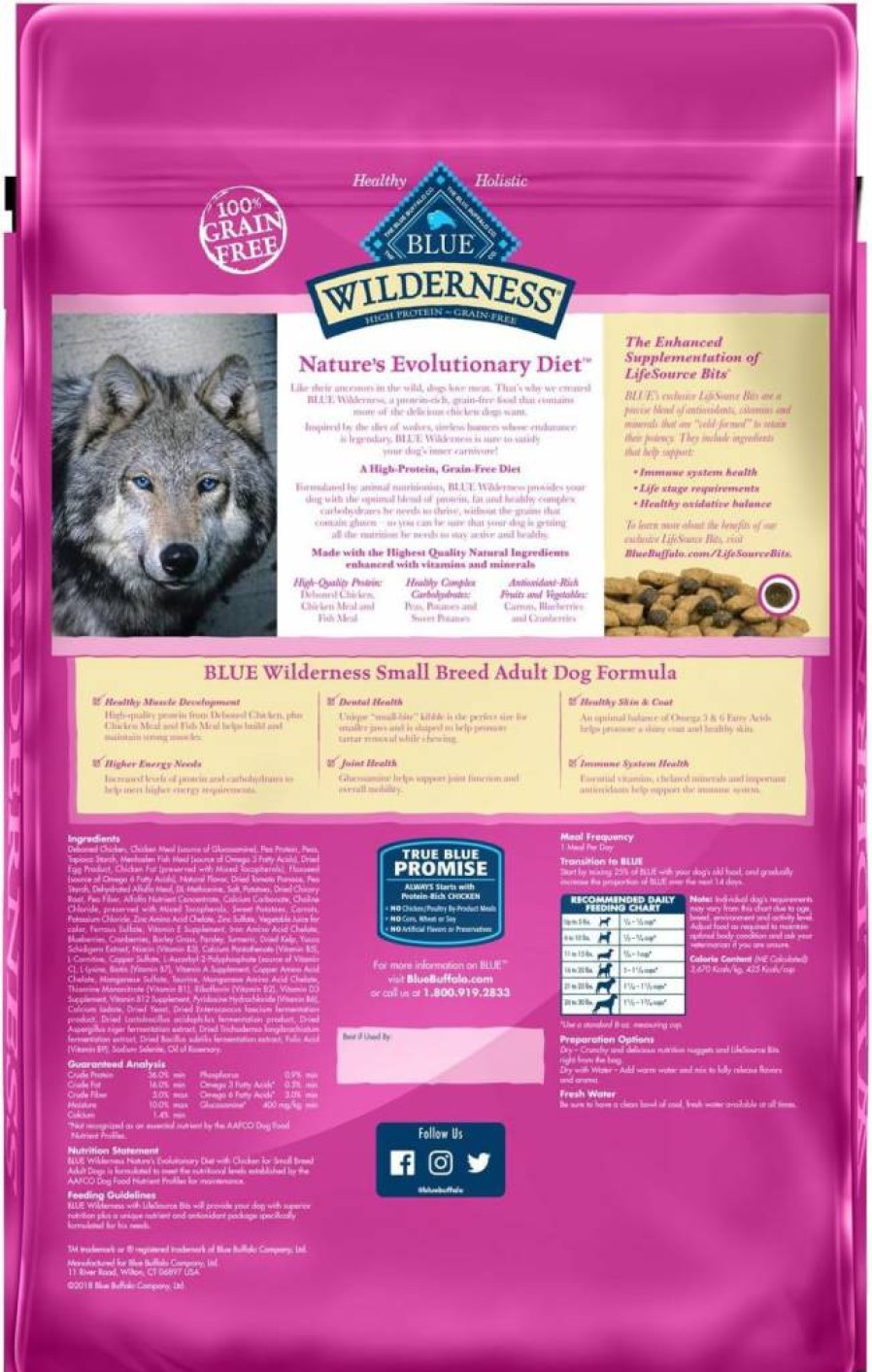BLUE WILDERNESS High Protein Natural Adult Small Breed Dry Dog Food with Chicken, 4.5-Lb Bag