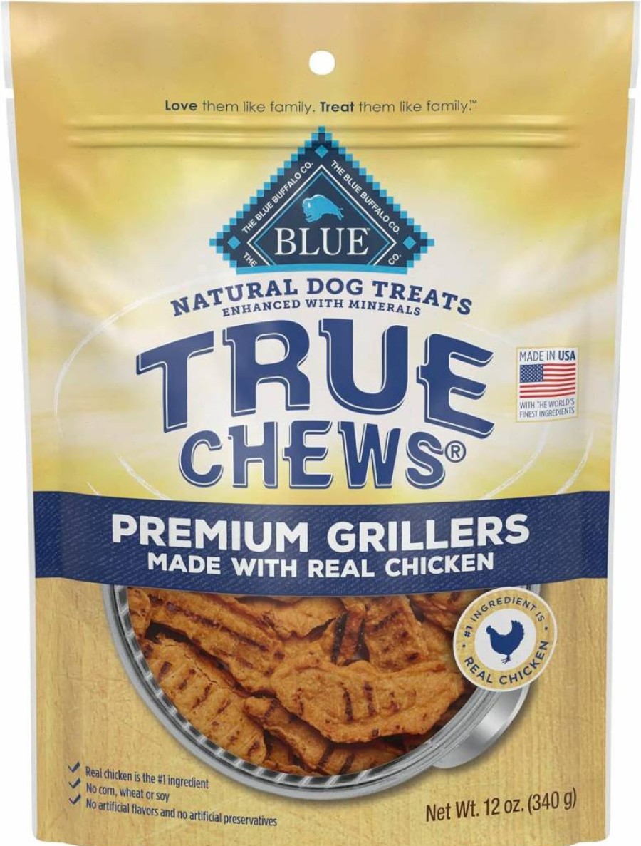 Blue Buffalo True Chews Premium Grillers Natural Dog Treats, Steak Flavor, 10-Oz Bag, Made in USA