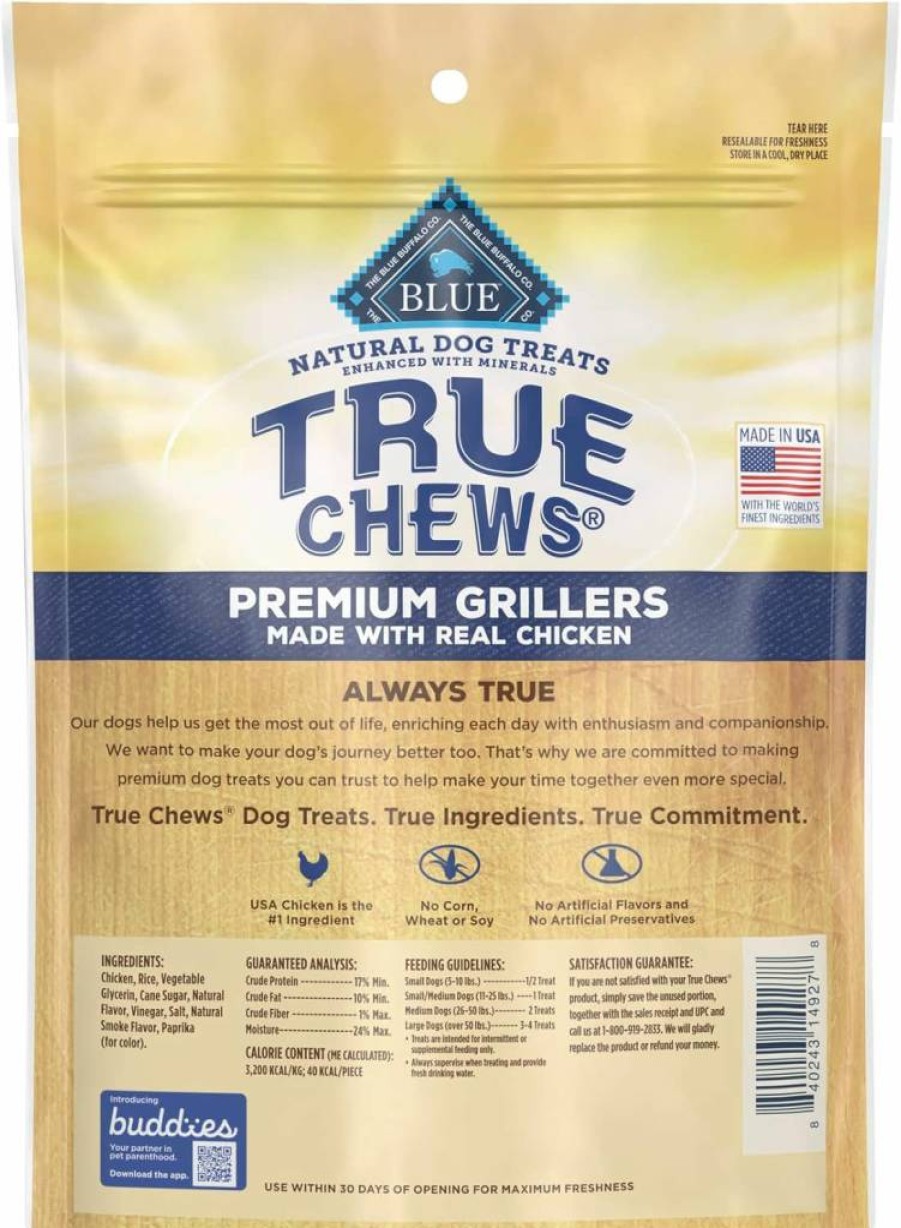 Blue Buffalo True Chews Premium Grillers Natural Dog Treats, Steak Flavor, 10-Oz Bag, Made in USA