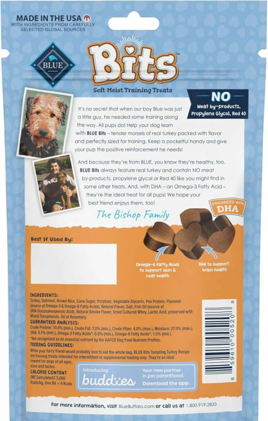 Blue Buffalo Bits Soft Dog Training Treats, Natural Chicken Recipe with DHA, 4-Oz Bag