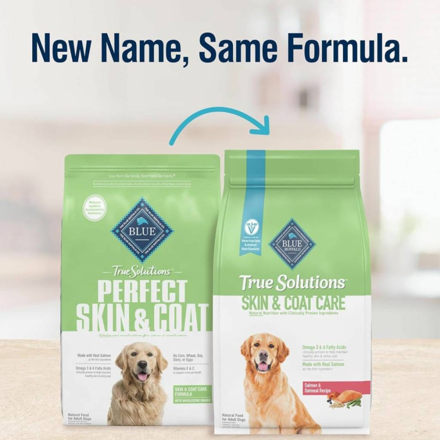 Blue Buffalo True Solutions Natural Salmon Dry Dog Food for Adults - Skin & Coat Care, 4lb Bag