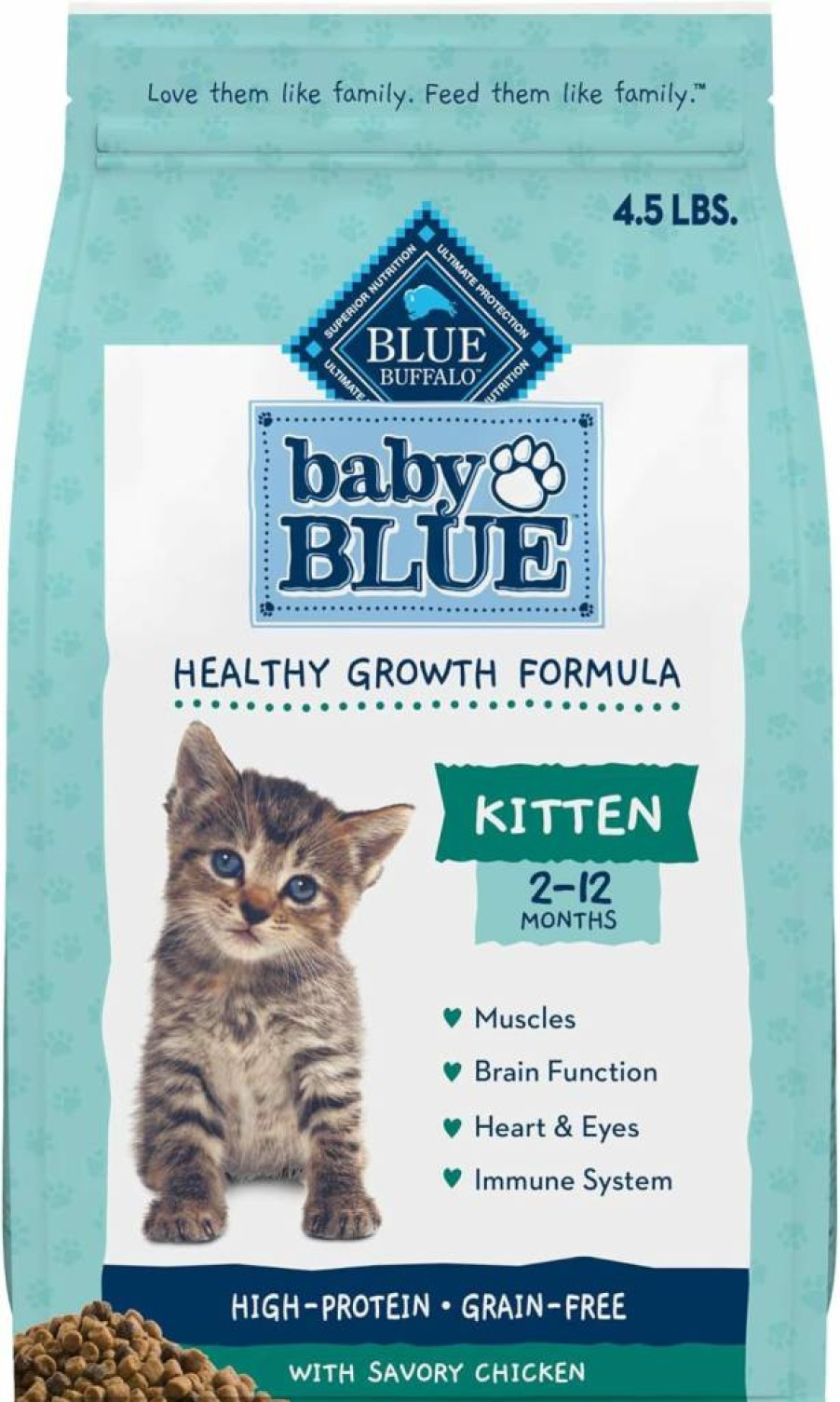 Blue Buffalo Baby Blue Natural Grain-Free Kitten Dry Food - High-Protein Chicken Recipe with DHA for Healthy Growth, 4.5lb Bag