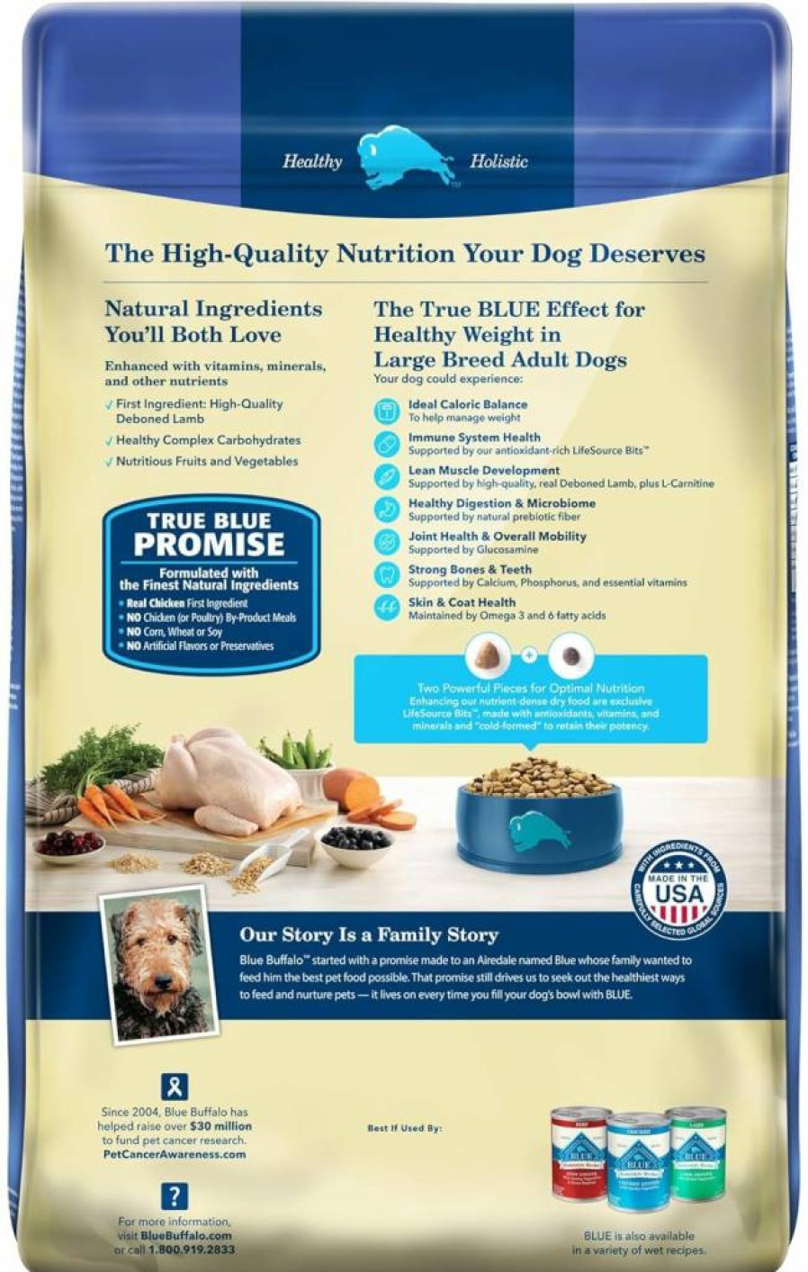 Blue Buffalo Healthy Weight Large Breed Adult Dry Dog Food, Chicken & Brown Rice Recipe, Natural Ingredients for Weight Control, 34-Lb Bag