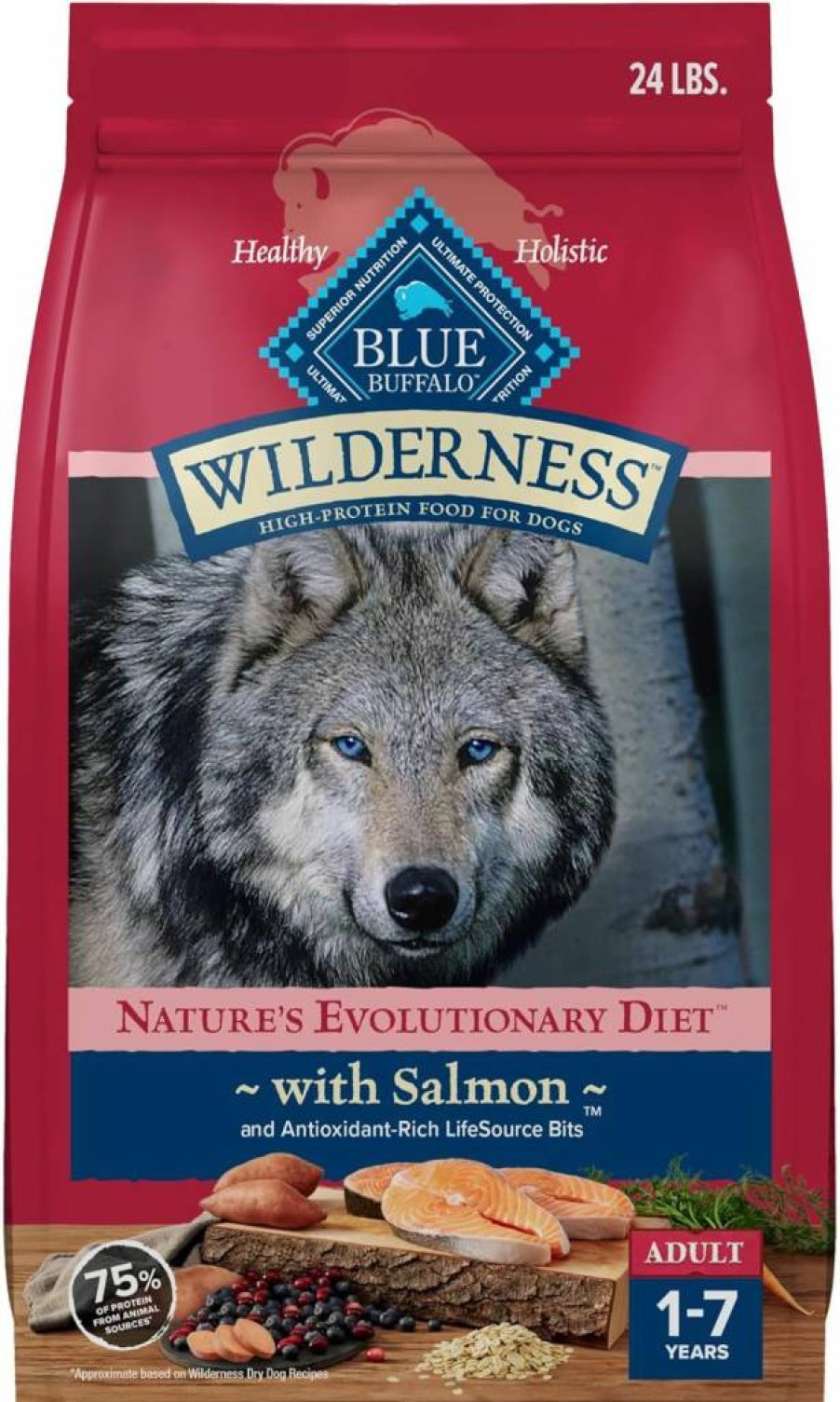 Blue Buffalo Wilderness High-Protein Salmon & Grain Dry Dog Food for Adult Dogs
