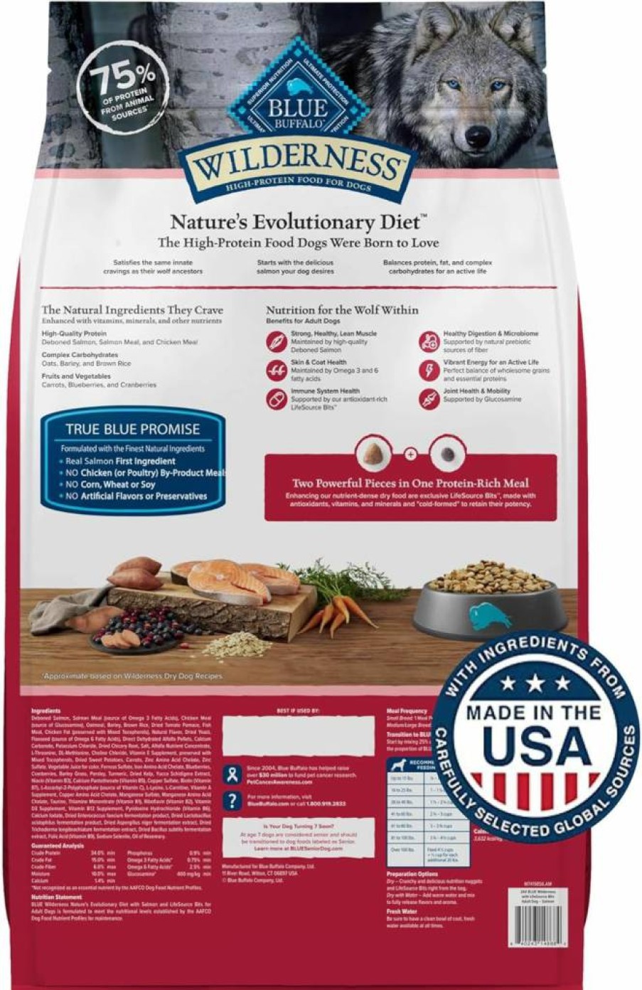 Blue Buffalo Wilderness High-Protein Salmon & Grain Dry Dog Food for Adult Dogs