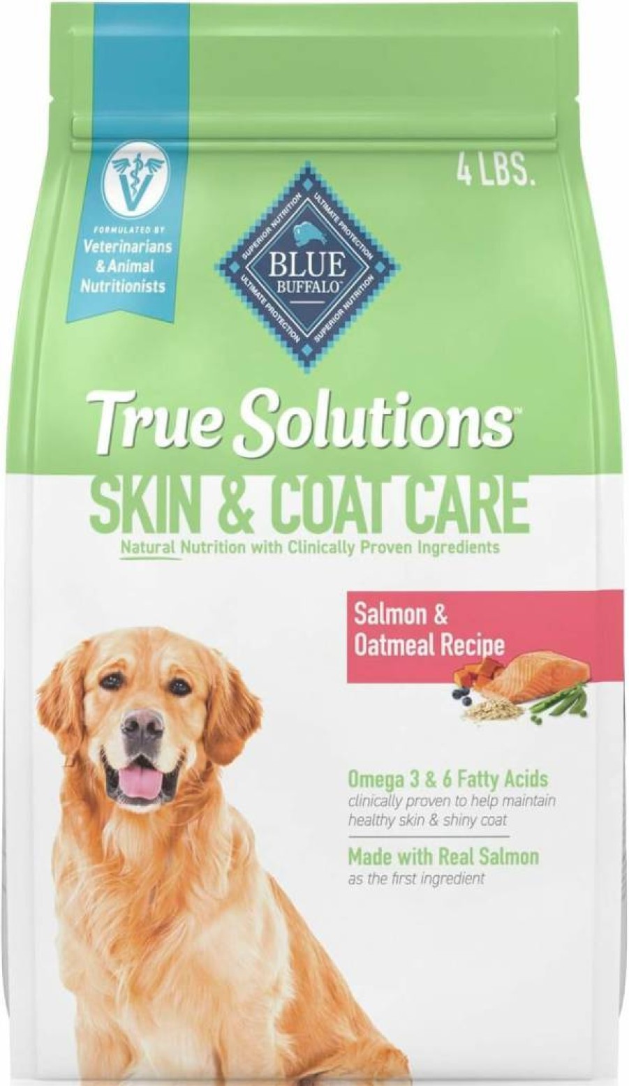 Blue Buffalo True Solutions Natural Salmon Dry Dog Food for Adults - Skin & Coat Care, 24lb Bag
