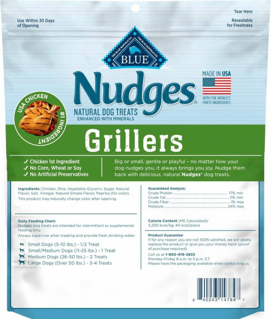 Blue Buffalo Nudges Natural Dog Treats with Real Chicken – Healthy Crunchy Grillers for Dogs