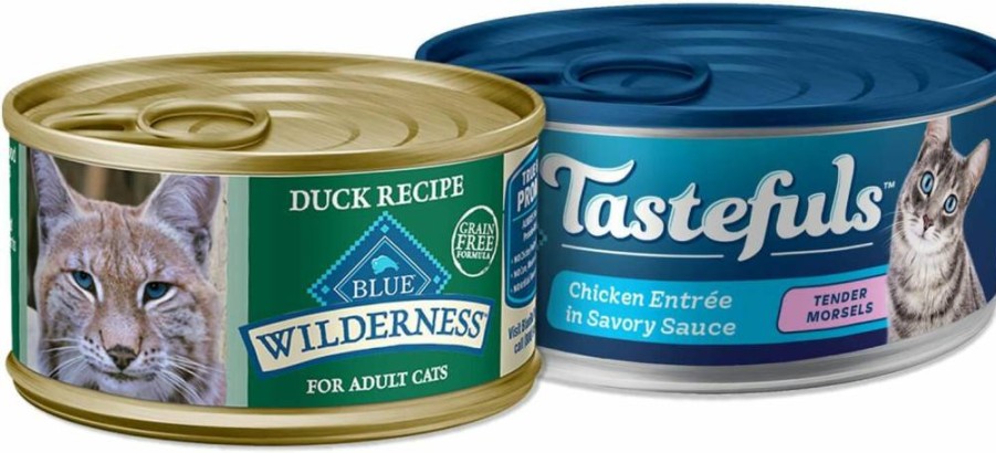 Blue Buffalo Tastefuls & Wilderness Wet Cat Food Variety Pack - Chicken & Duck Flavors, 48 Count (Pack of 48)